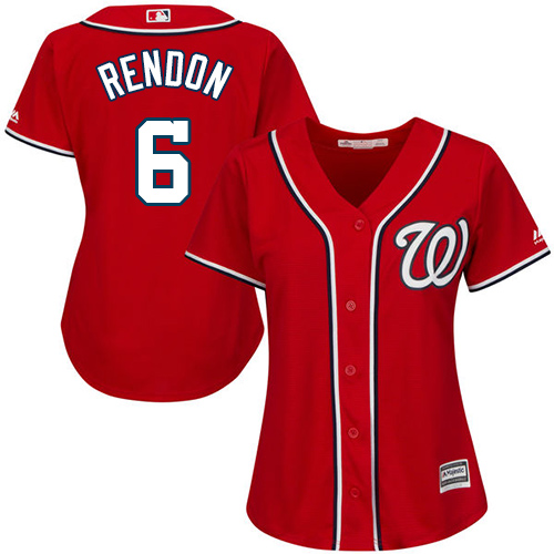 Nationals #6 Anthony Rendon Red Alternate Women's Stitched MLB Jersey - Click Image to Close